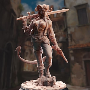 Tiefling Scoundrel Resin Mini: Syntheia the Daring, D&D RPG Model