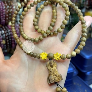 100% NATURAL AGARWOOD Wild Forest BANH Agarwood Super high quality bracelet/necklace Chain 108 Beads 6mm | 24k gold lotus and Guanyin Buddha