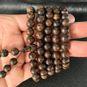 Fengshui Agarwood Bracelet/Necklace Chain of 108 Beads 6-7-8mm | Natural Agarwood | Sinking resinous Agarwood with VORTEX VEINS