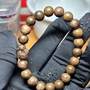 Fengshui Agarwood Genuine Oud 100% Natural Vietnamese Forest Agarwood Bracelet with nine-tailed fox charm | Special Gifts | 8-10mm
