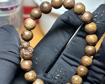 Fengshui Agarwood Genuine Oud 100% Natural Vietnamese Forest Agarwood Bracelet with nine-tailed fox charm | Special Gifts | 8-10mm