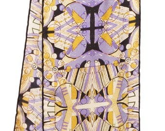 Silk scarf, 'Geometric' original design, 100% silk twill scarf with hand-rolled hem