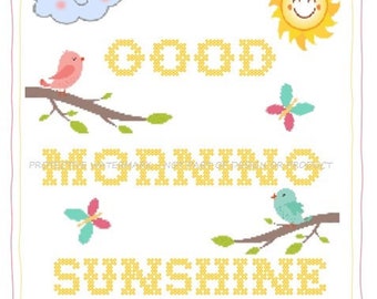 Good Morning Sunshine cross stitch pattern pdf instant download DMC 14 count
