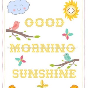 Good Morning Sunshine cross stitch pattern pdf instant download DMC 14 count