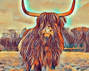 Highland Cow 'Moo Munch' cross stitch pattern pdf instant download