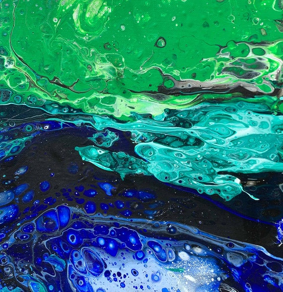 Abstract Blue and Green Canvas Etsy