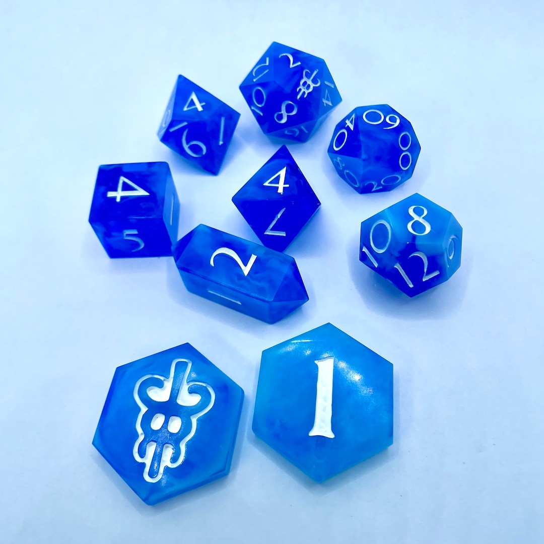 Blue Swirl - 7piece Dice Set, Plus D2 Coin Option - Etsy