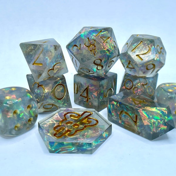 Encapsulated Cosmos (B grade) - full set of dice with extra d6s