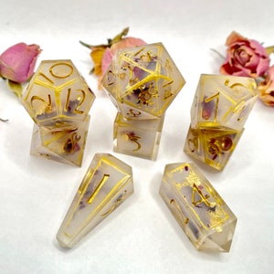 Rose Gold Milk Bath Gold Edged Cores - 8 piece polyhedral dice set