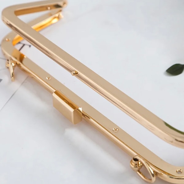 Purse Frame Light Gold 20.5cm Women Handle Clutch DIY Hangbag