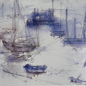 provenceblau | Atlanta Sampson Aquarell leere Innenseitenkarte, jeder Anlass