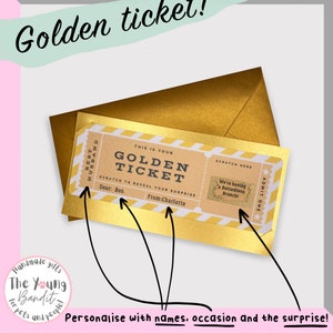 Personalised Golden Ticket, Surprise, Scratch Card, Scratch To Reveal, Gift, Father’s Day, Birthday, Gift Reveal, Anniversary, Christmas