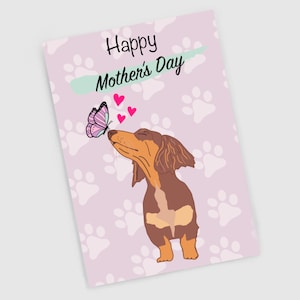 Bonne fête des mères, fait main, teckel, papillon, chien saucisse, fête des mères, anniversaire, occasion spéciale, carte de voeux