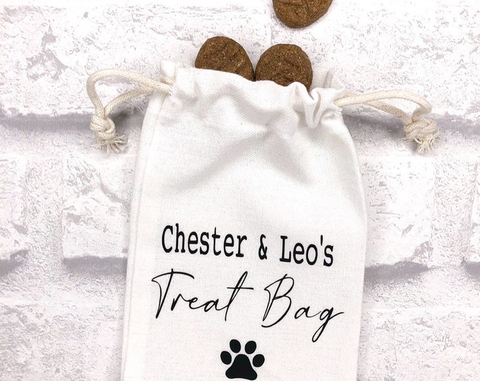Personalised, Dog Treat Bag, Drawstring, Pouch, Gift, Personalised Cat Treat Bag, Puppy Treat Bag, Personalised Pet Accessories, Dog Treats