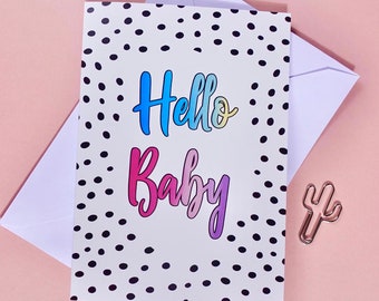 A6, New Baby Card, Hello Baby Card, New Parent, Handmade, Baby Shower, Mum, Pregnancy, Gender Neutral Card, Greeting Card