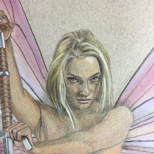 Original Coloured Pencil fantasy art - Amanita Persicina (not a print)