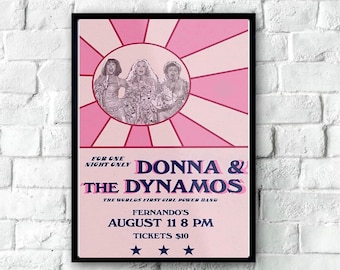Donna and The Dynamos Poster, Classic Music Poster Printable, Mamma Mia Poster, Vintage Movie Poster, Home Decor, Movie Wall Art, Wall Decor