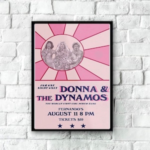 Donna e The Dynamos Poster, Poster di musica classica stampabile, Poster di Mamma Mia, Poster di film vintage, Oggettistica per la casa, Arte della parete del film, Decorazione della parete