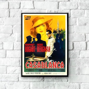 Casablanca Movie Poster 1942, Italian Casablanca Movie Poster, Vintage Movie Poster Print, Vintage Film Art, Classic Movie Art, Film Poster