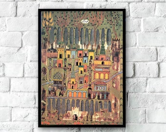 Vintage Matrakci Nasuh Map, Antique Matrakci Nasuh Art, 16th Century Map, Matrakci Nasuh Art, Ancient Art, Cartography, Vintage Illustration