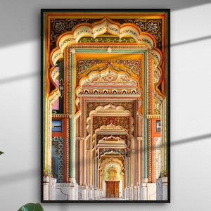 Indian Vintage Palace Door, Patrika Gate Jaipur, Indian Folk Art, Indian Palace Mughal Art, Indian Travel Poster, Indian Art Print