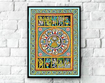 Vintage Dashavatar Illustrations, Hindu Wall Art, Housewarming Gift, Indian Art Print, Hindu Painting, Hindu Gift, Hindu Art, Hindu God