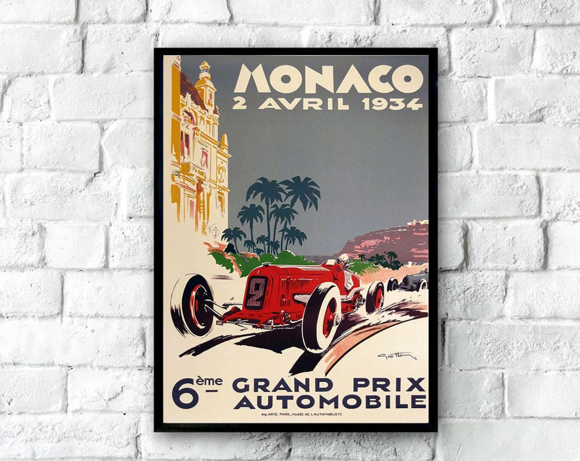 Discover Vintage Monaco Grand Prix F1 Race Poster 1934 , Retro Grand Prix Poster