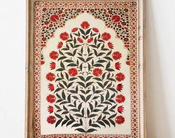 Vintage Pichwai Painting, Indian Folk Art, Indian Painting, Indian Art Print, Vintage Plant Floral Print, Vintage Paintings, Textile Wallart