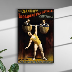 Antikes Zirkus Poster - Der Sandow Trocadero Vaudeville, Vintage Zirkus Poster Druck, Zirkus Druck, Digital Zirkus, Karneval Pintable Art