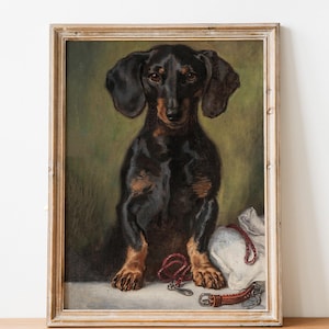 Vintage Dog Painting Print, Vintage Dog Print, Dog Oil Painting, Farmhouse Decor, Dog Portrait, Printable Wall Art, Antique Pet Portrait