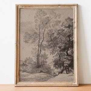 Vintage Tree Sketch, Neutral Wall Art, Vintage Sketch Art, Tree Drawing, Vintage Tree Print, Vintage Prints, Tree Art, Downloadable Prints