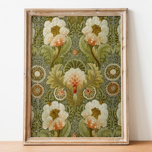 Vintage Botanical Embroidery Print, Vintage Wall Tapestry, Vintage Tapestry Art, Floral Tapestry, Indian Wall Decor, Embroidery Art Print