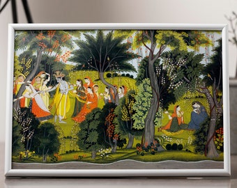 Antique Gopi Krishna Painting, Indian Folk Art, Pichwai Traditional Paintings, Pichwai Art, Radha Krishna Art, Housewarming Gift