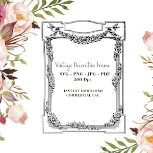 Vintage Victorian Floral Frame, Vintage Frames SVG, Frame Clipart, Border Element, Antique Decorative Frame, Vector Ornate Geometric, Cricut