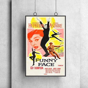 Funny Face Movie 1957 Póster original, DESCARGA INSTANTÁNEA 3 tamaños, Póster de película vintage, Arte de película vintage, Arte de pared de película vintage, Película retro