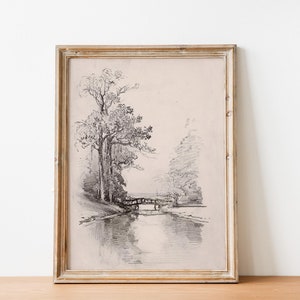 Baum Druck, Vintage Baum Skizze, Antike Zeichnung, Natur druckbare Kunst, Neutrale Landschaft, Baum Bleistiftskizze, Baum Kunst, druckbare Kunst