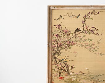 Arte Botânica Japonesa Antiga, Botânicos Vintage, Arte de Pássaros Vintage, Arte de Parede de Pássaros, Impressão em Bloco de Madeira, Impressão de Arte Japonesa, Arte de Pássaros para Imprimir