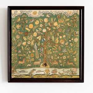 アンティーク生命の木アートプリント、ヴィンテージ自然壁アート、中世のタペストリー、アンティークアートプリント、アンティークアートワーク、デジタルアートプリント