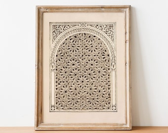 Vintage moskee raamornament, islamitisch interieur, islamitische muurkunst, moslim muurkunst, Arabische muurkunst, islamitische decoratie, digitale download