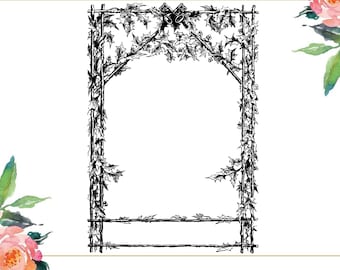 Vintage Victorian Holly Frame SVG, Vintage Decorative Frame, Vector Ornate Geometric, Vector Clipart, Border Elements, Antique Frame SVG PNG