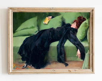 Después del baile, mujer joven decadente, pintura de retrato de mujer antigua, impresión de arte victoriano, pintura de mujer, arte de pared imprimible