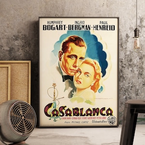 Casablanca Movie Poster 1942, Italian Casablanca Movie Poster, Vintage Movie Poster Print, Vintage Film Art, Classic Movie Art, Film Poster