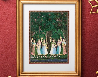 Vintage Gopi Krishna Painting, Indian Folk Art, Pichwai Traditional Paintings, Pichwai Art, Vintage Home Decor, Housewarming Gift,