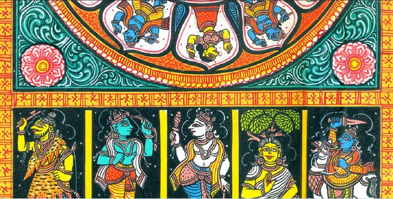 Ilustrações vintage de Dashavatar, arte de parede hindu, presente de inauguração, impressão de arte indiana, pintura hindu, presente hindu, arte hindu, deus hindu imagem 9