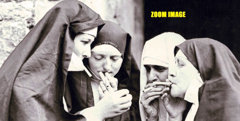 Nuns Lighting Cigarettes 1931, Nuns Smoking Poster, Vintage Print, Smoking Women, Smoking Nuns Print, Black and White Print, Retro Smoking image 8