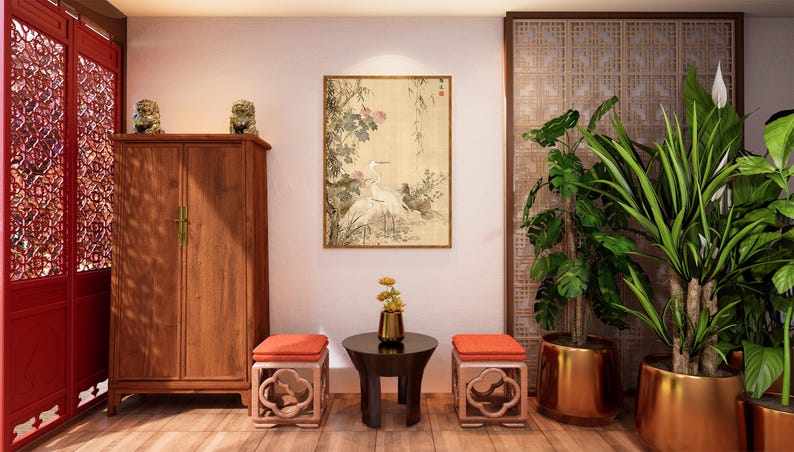 Elegant Japanese botanical wall art digital download