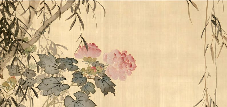 Japanese flower and bird printable art for home