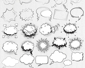 Speech Bubbles SVG, Comic Speech Bubbles Svg, Speech Bubble Clipart, Comic Bubbles, Chat Bubbles, Bubbles, Svg, PNG, DXF Digital Download