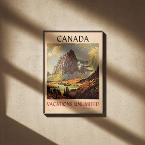 Canada Vintage Travel Poster, Retro Travel Poster, Canada Travel Poster, Canadian Poster, Vintage Travel Poster, Canada Travel Art, retro travel poster, Printable Wall Art, canada print, Digital Download