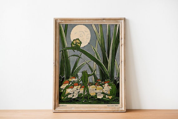 Vintage Frog Concert Poster, Singing Frog Chorus Poster, Retro Frog Illustration, Frog Wall Art, Frog Poster, Frog Art Print, Music Wall Art